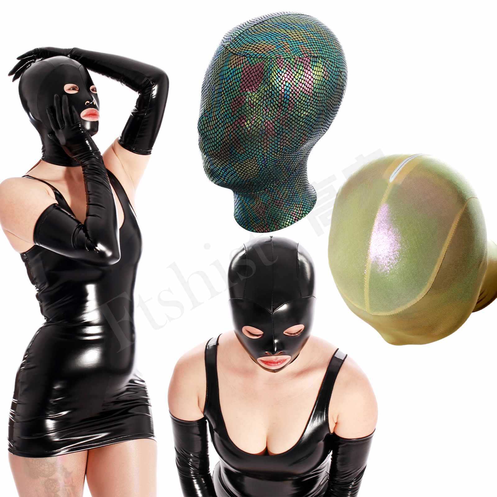 ✅ Ftshist High-Definition Sm Latex Ammonia Patent Leather Tight Mask Restraint Suffocation Mask Headgear Wholesale