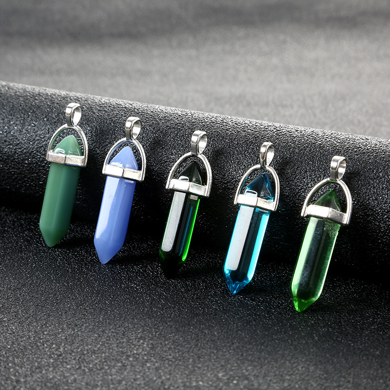 Amazon hot selling hexagonal column bullet pendant accessories glass necklace foreign trade hot selling jewelry wholesale