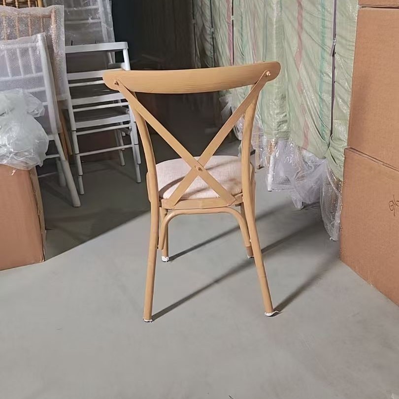 Factory Direct Supply Restaurant Chair American Vintage Iron Metal Fork Back Chair Coffee Shop Home Imitation Wood Iron Dining Chair