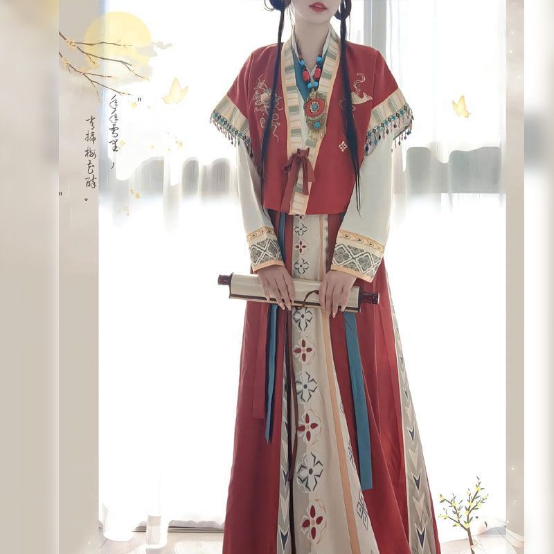 Plus-Size Hanfu for Women, Ethnic Exotic Style, Spring and Autumn Slimming Fairy-Like Layered Tang-Style Improved Ancient Suit