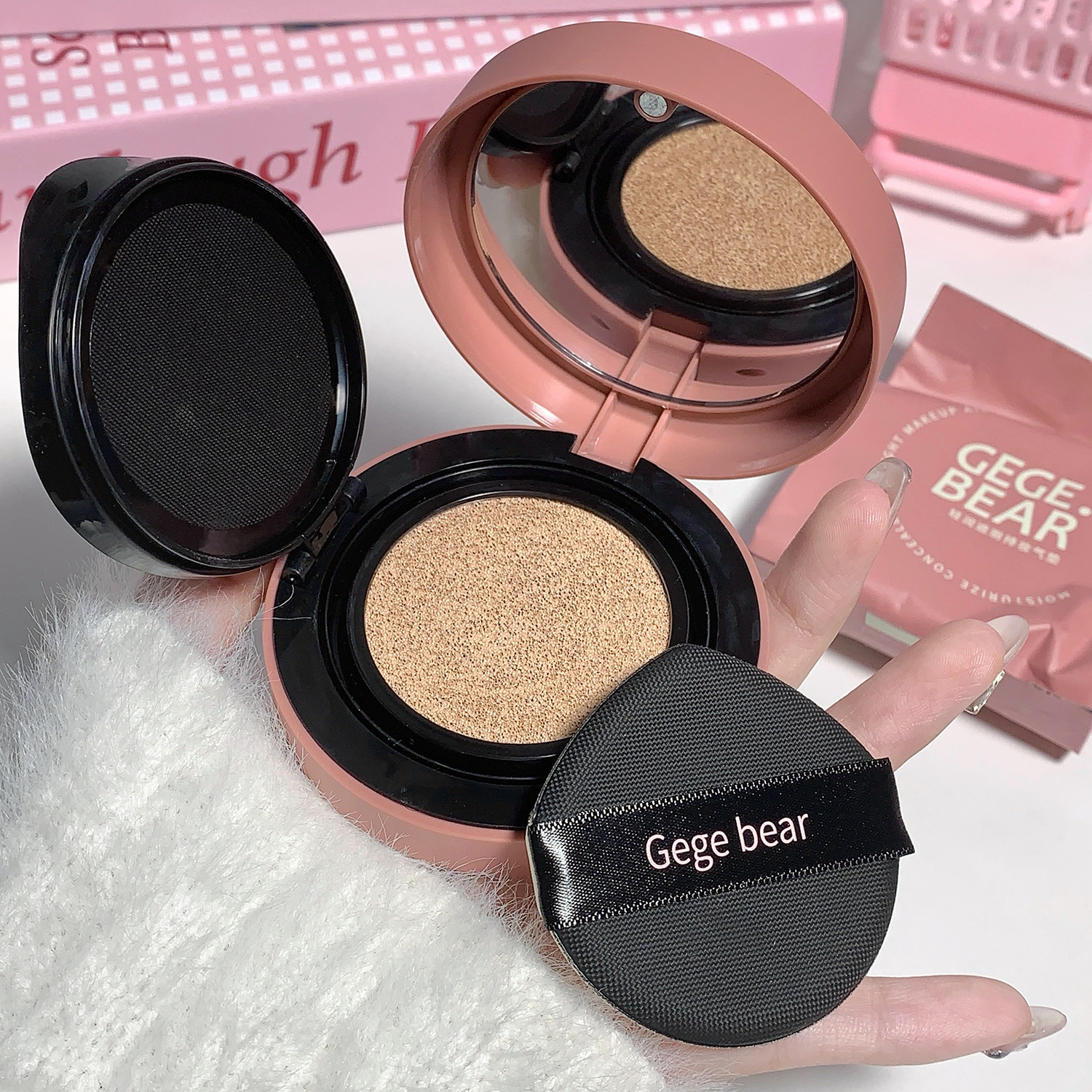 Gegebear Light Moisturizing Concealer Long-Lasting Air Cushion Powder Matte Oil Control Natural Modification Skin Color Affordable Student Whitening