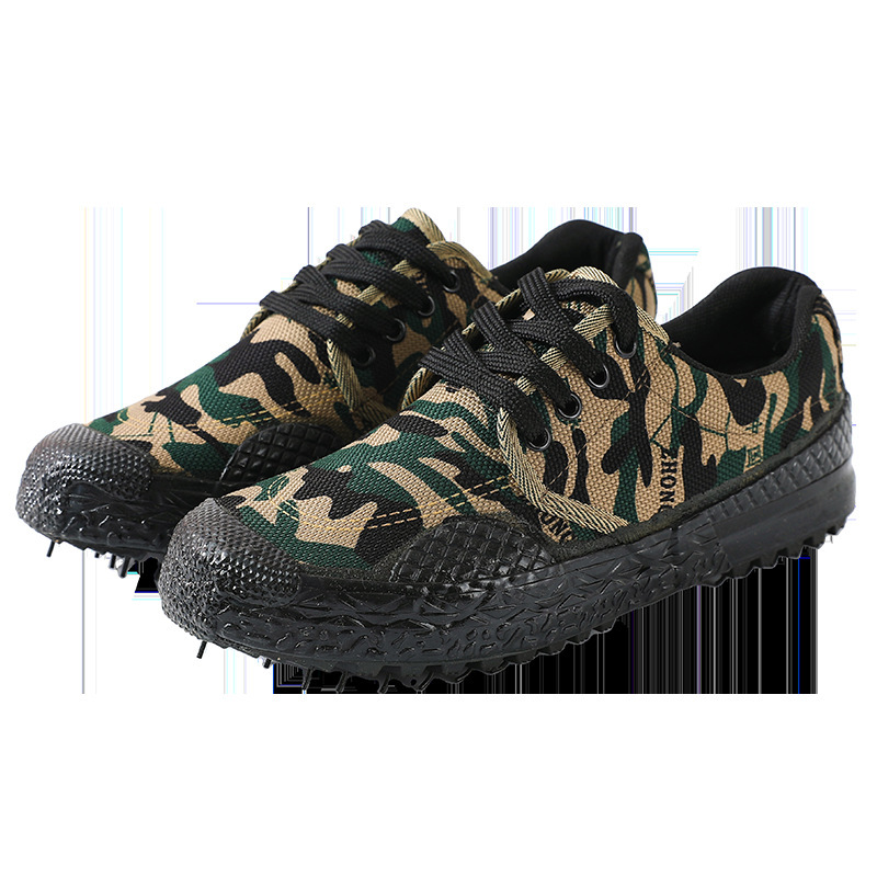 5517 Genuine Training Shoes Camouflage Liberation Shoes Men's Non-Slip Wear-Resistant Construction Site Labor Protection Shoes Sneakers Yellow Rubber Shoes Military Training Shoes