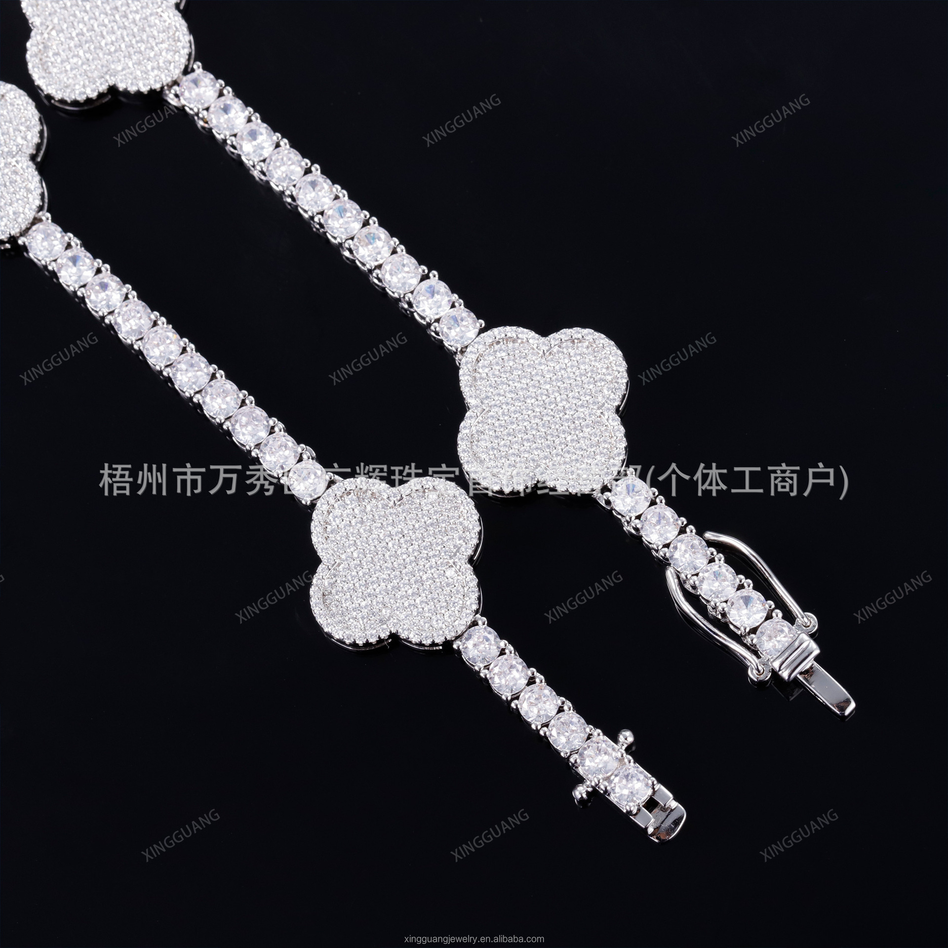 Rap Rapper Singer Jewelry Clover Bracelet S925 Sterling Silver Moissanite Full Plated Electroplated K Gold