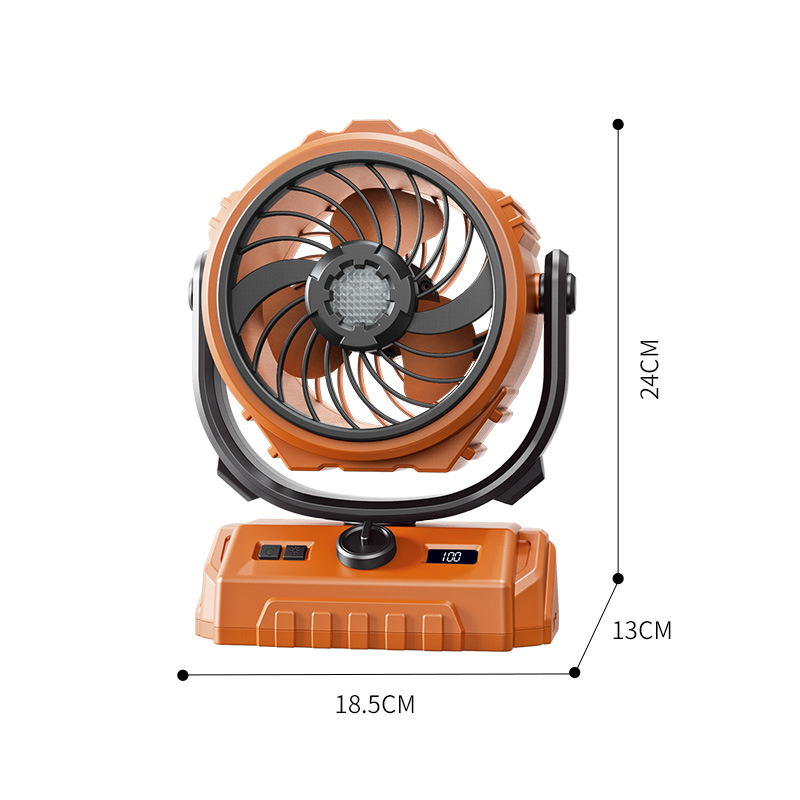 Cross-border 2025 new 100 gear high-speed shaking head outdoor fan 6 inch lighting digital display large capacity camping fan