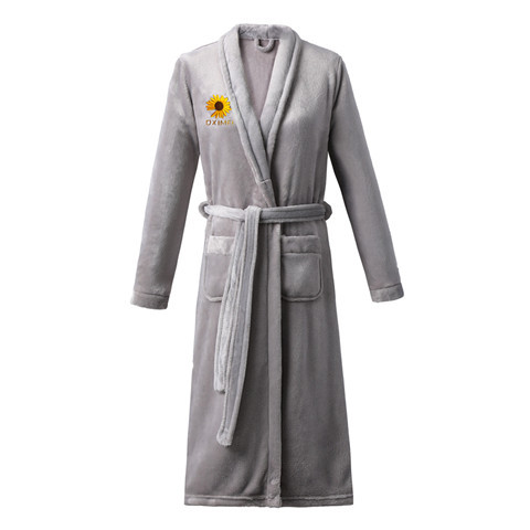 Spring and Autumn Flannel Casual Home Pajamas Winter Simple Fashionable Bathrobe Coral Fleece Lined and Fat Loose Nightgown