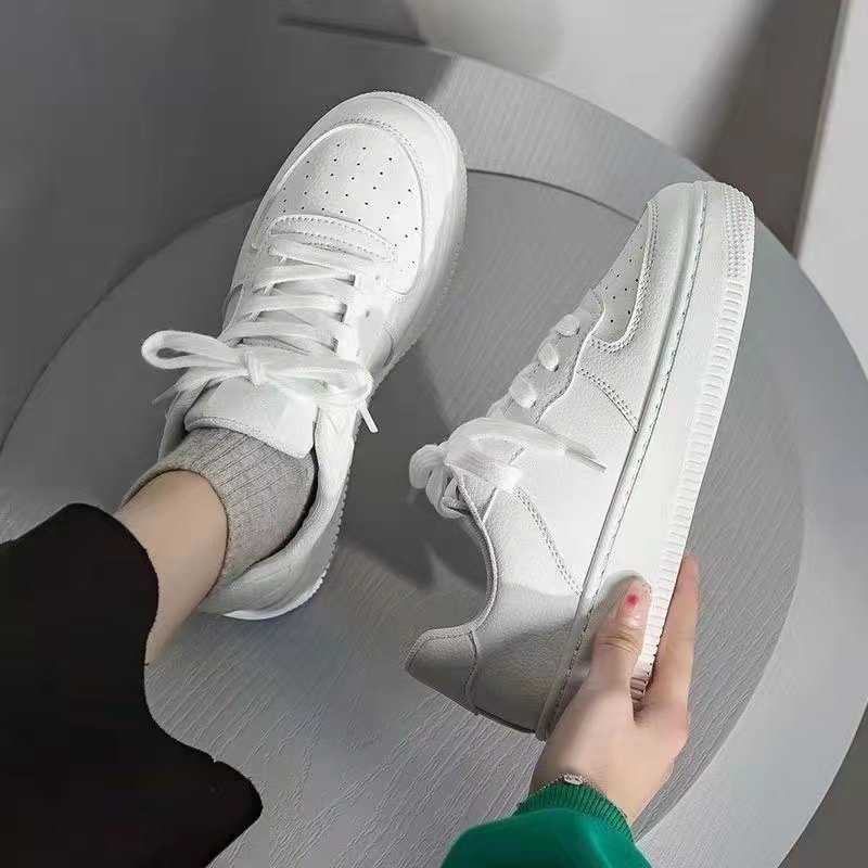 Women's Shoes White Shoes Women's 2024 Spring and Summer Breathable Casual Shoes Thick Sole Heightening Sports Shoes Trbottomy Air Force One Sneakers