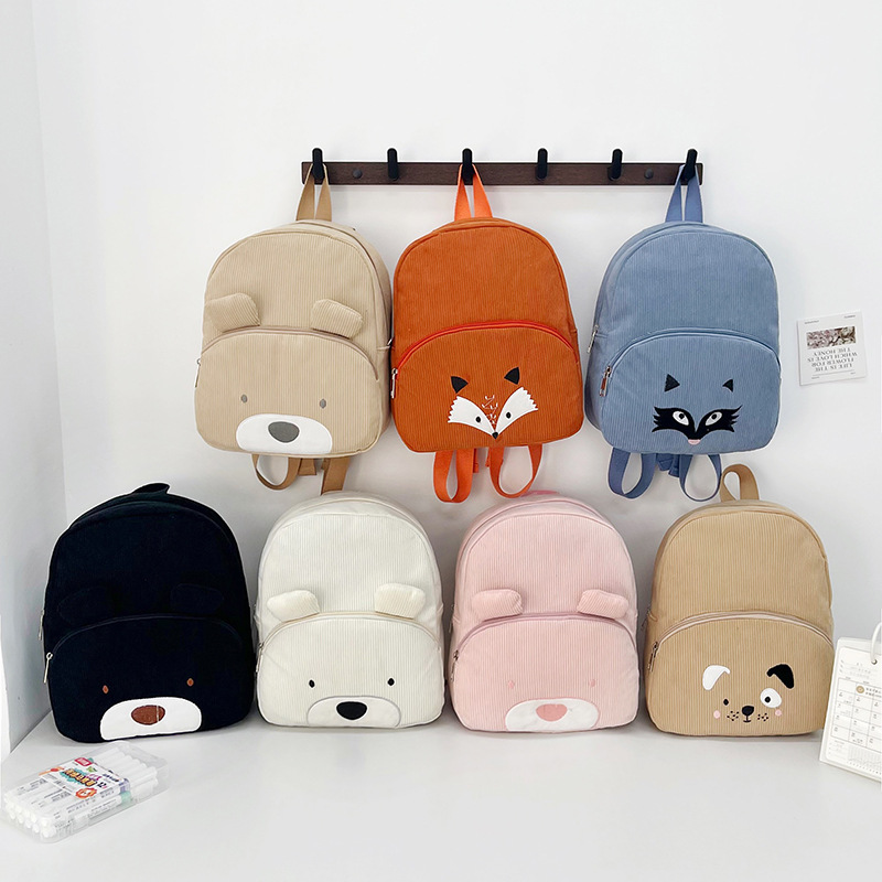 Индивидуальный рюкзак с вышивкой, милый рюкзак с медведем, большой рюкзак для студентов из кордюроя