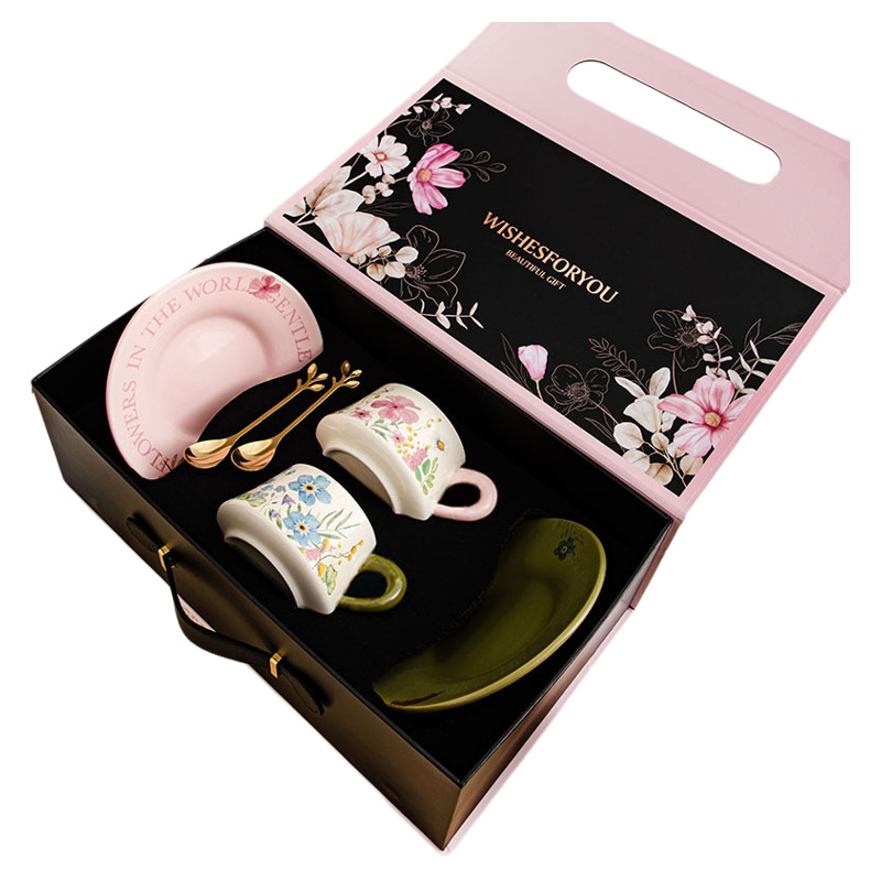 High-End Exquisite Gift Box Ceramic Mug Coffee Cup and Saucer Set Housewarming Wedding Gift for Besties Couple Cup Souvenir