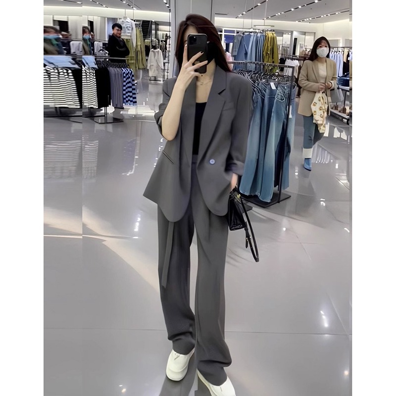 2602 весенний и осенний новый костюм для женщин плюс сайз, пиджак, повседневные брюки для полных девушек, двухкомпонентная формальная одежда