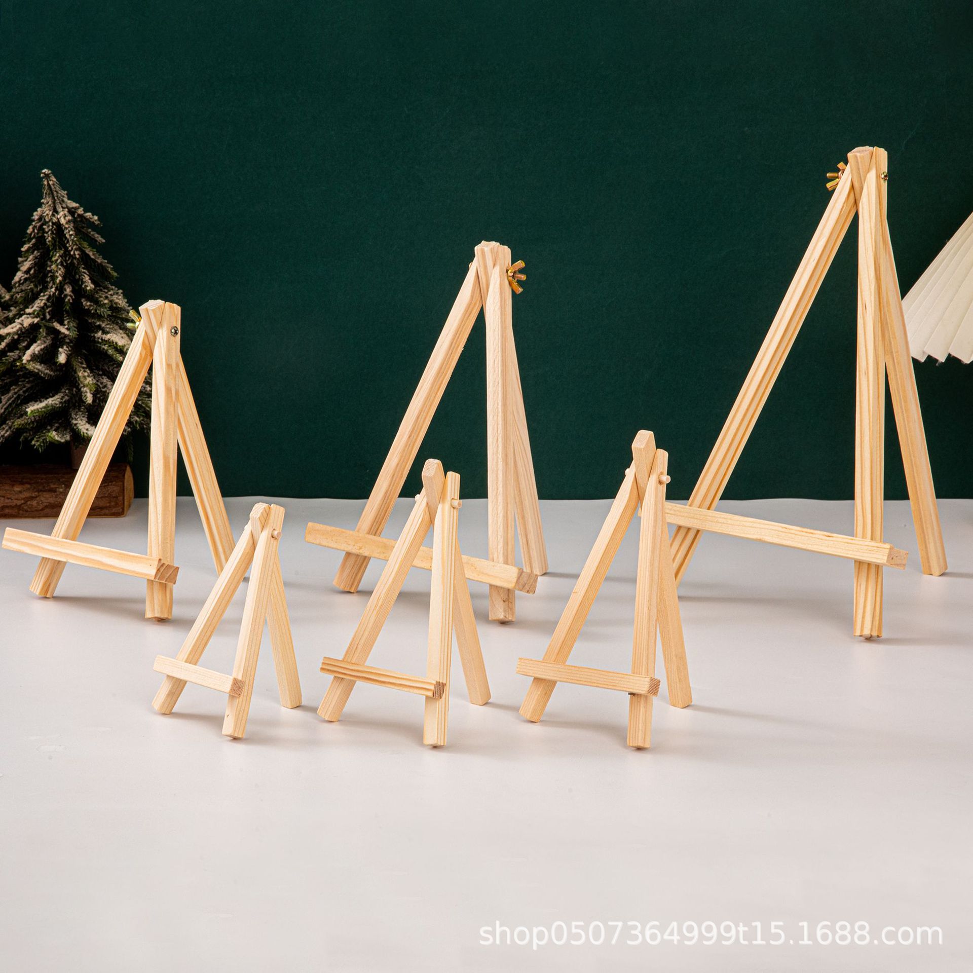 Various styles wholesale wooden mini small easel triangle bracket new photo frame triangle bracket desktop easel