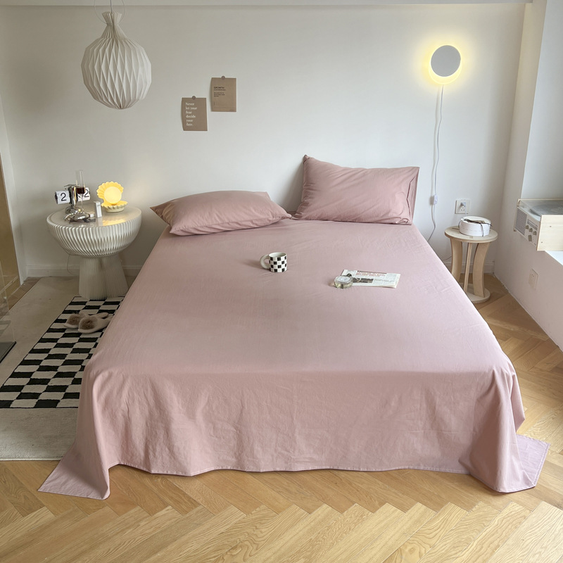 Wholesale skin-friendly cotton sheets single solid color washed cotton sheets single single student dormitory a generation of hair