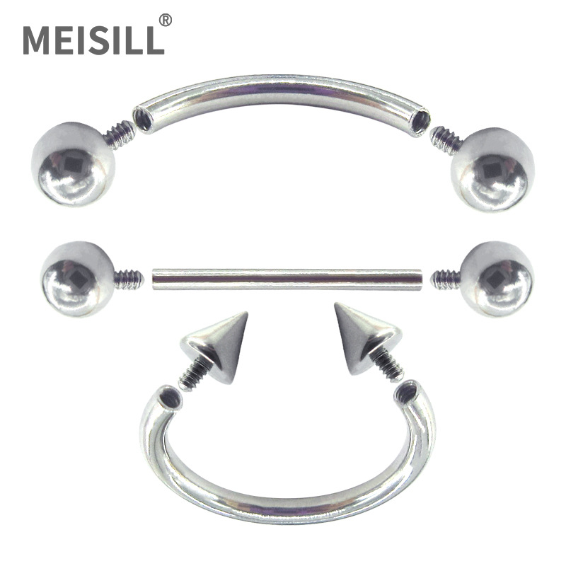 Meier stainless steel external tooth ball external thread pointed cone external ear nail external tooth point puncture jewelry accessories external wire ball point