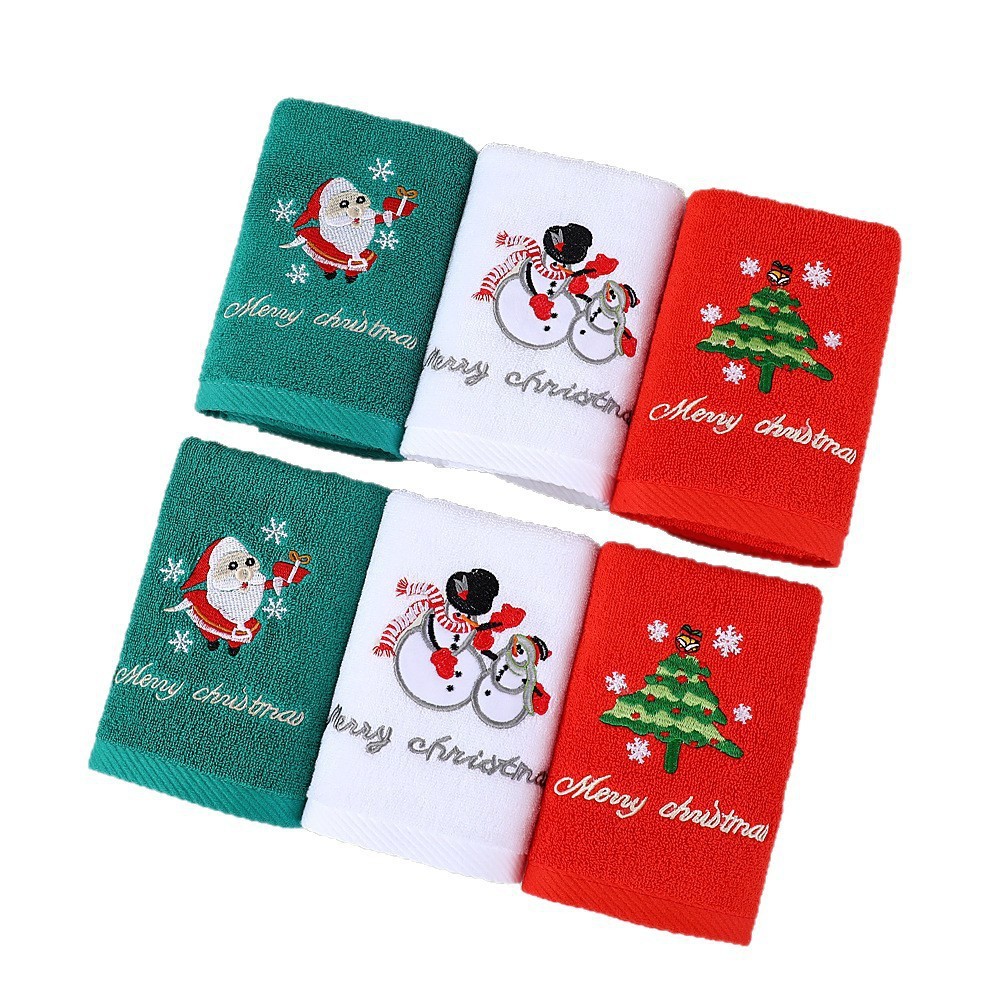 Christmas towel gift box pure cotton red green face towel embroidery Santa Claus foreign trade gift new year towel