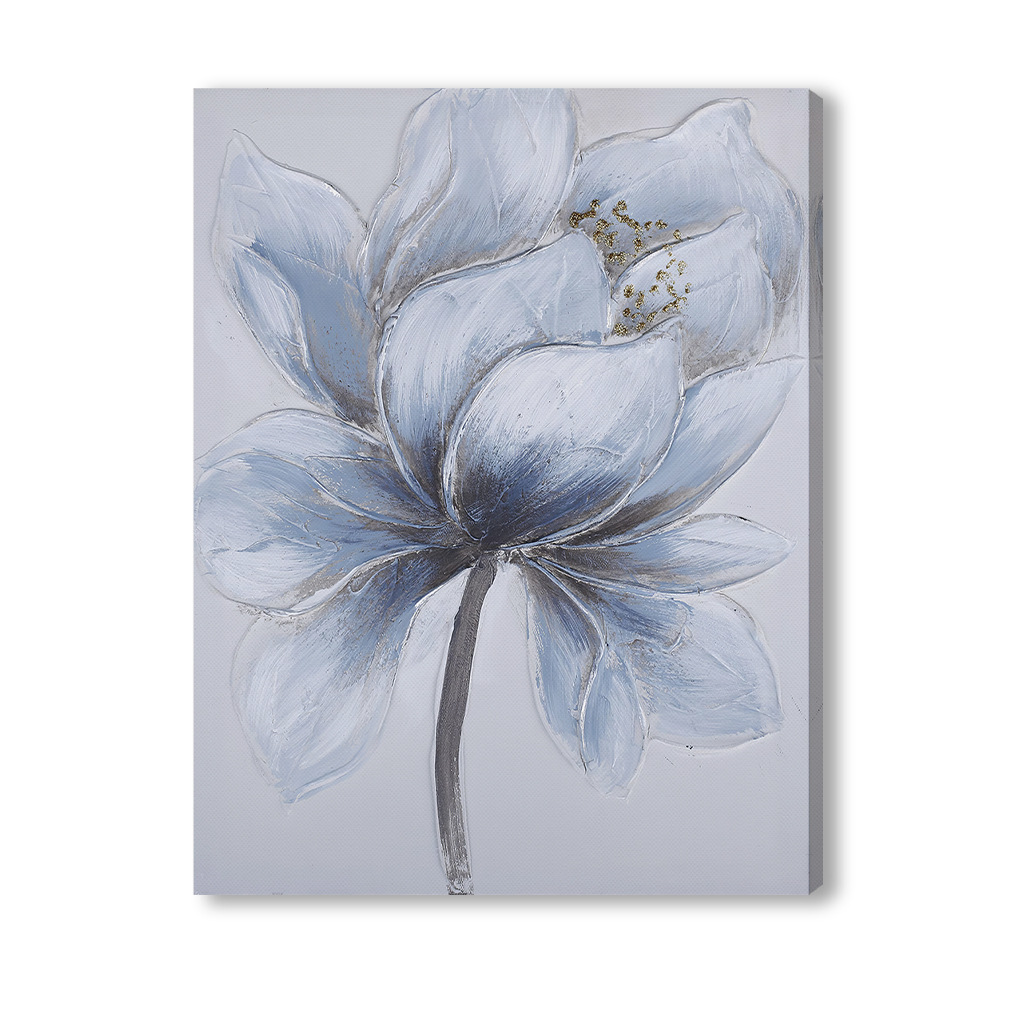 Cross-border Hot-selling Modern Simple Blue Flower Canvas Painting Model Room Hotel Decorative Painting Living Room Bedroom Entrance Real Object