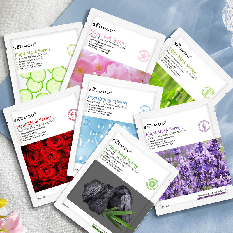 English version cross-border foreign trade piece fruit mask wholesale hyaluronic acid hydrating cucumber rose aloe plant genuine goods