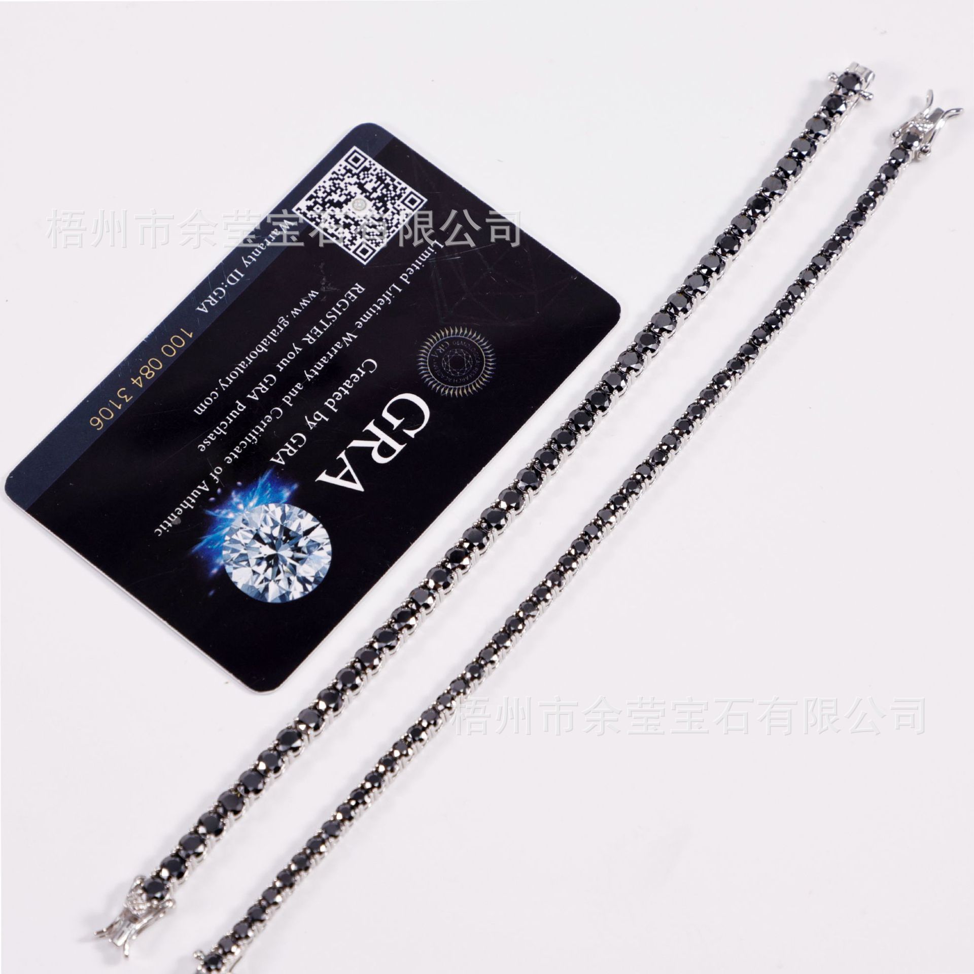 Hip-Hop Style 2Mm-6.5Mm Black Tennis Chain S925 Silver Inlaid with Moissanite Cross-Border Popular Fashion Personalized Bracelet