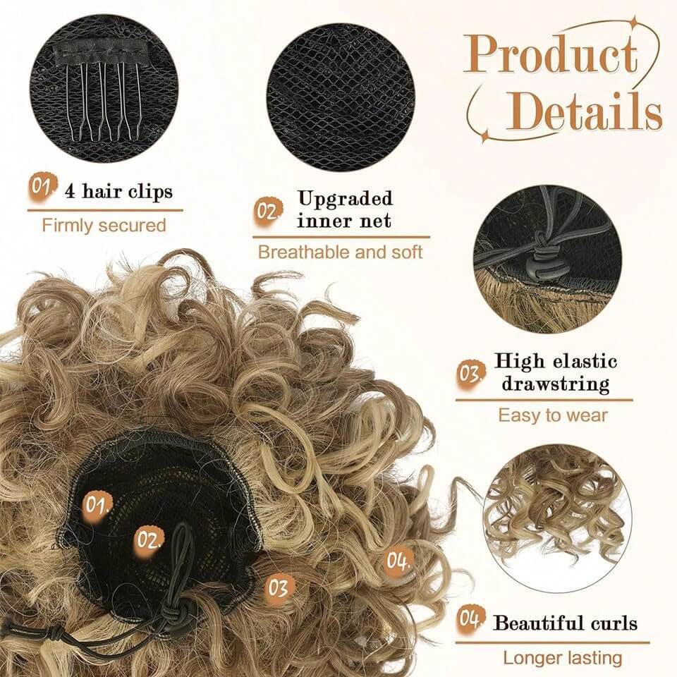 Cross-Border Foreign Trade Wig Bag Messy Drawstring Hair Bag European and American Wig Drawstring Elastic Drawstring Loose Wavy Large Curly Bun