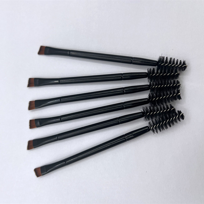 Factory Direct eyebrow brush cross-border makeup brush black double-headed oblique eyebrow brush eyebrow pencil wholesale eyelash brush