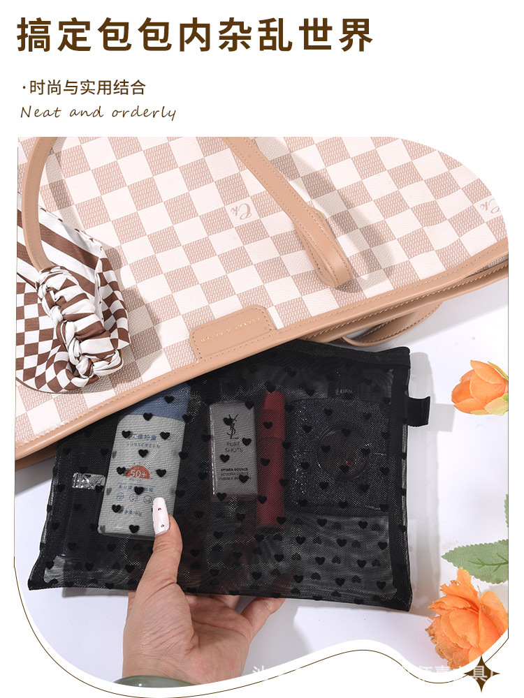Transparent Mesh Cosmetic Storage Bag Large Capacity Lipstick Storage Bag Portable Simple Travel Wash Bag Storage Bag