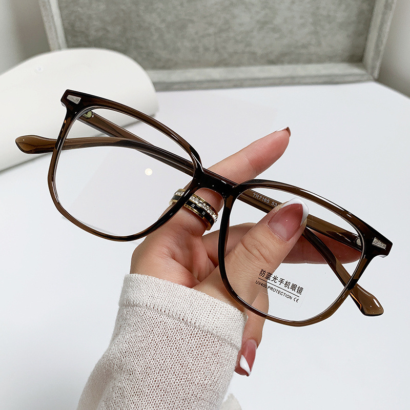 New Square Frame Tr Retro Glasses Frame Xiaohongshu Ins Anti-Blue Light Frame Flat Myopia Glasses for Men and Women 7165