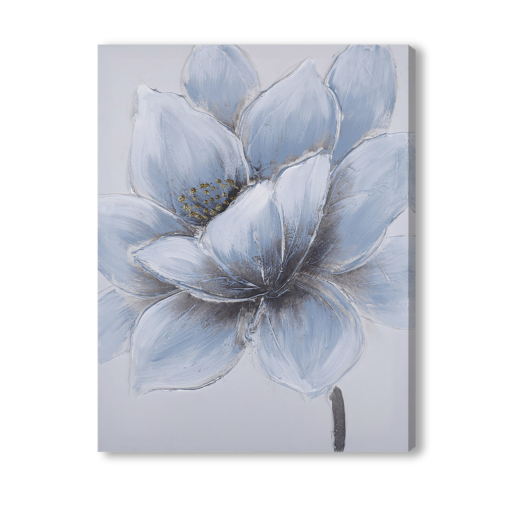 Cross-border Hot-selling Modern Simple Blue Flower Canvas Painting Model Room Hotel Decorative Painting Living Room Bedroom Entrance Real Object