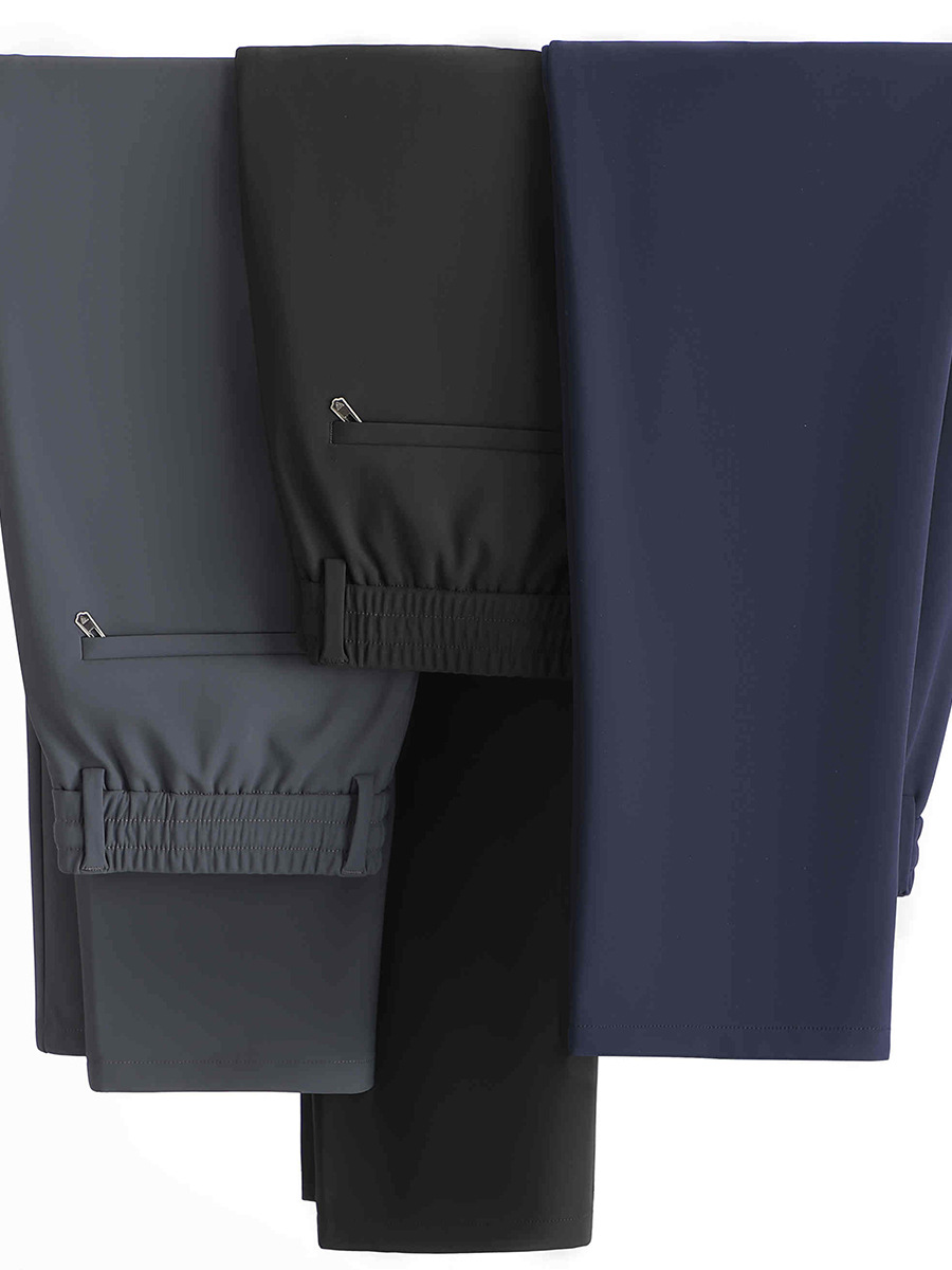 Winter middle-aged men's business casual autumn and winter elastic waist pants fleece-lined thick milk silk father pants