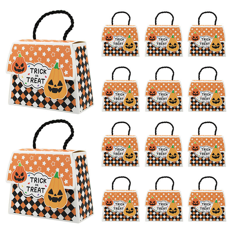 Cross-Border New Halloween Candy Box Halloween Hand Bag Box Hand-Held Gift Paper Box Wedding Candy Box Ready for Sale
