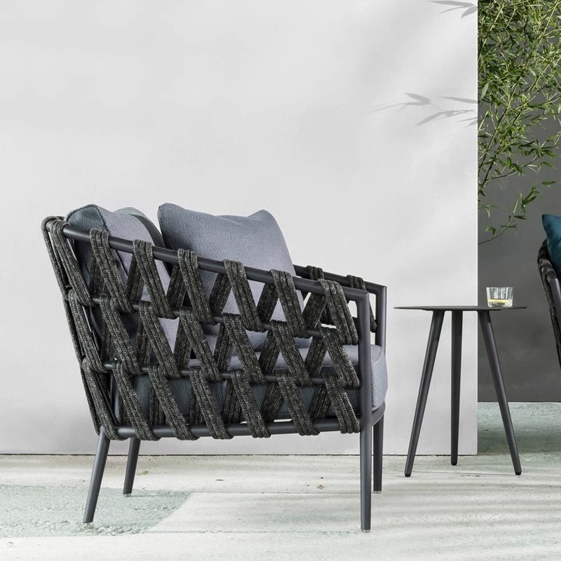 Simple Outdoor Rattan Sofa Courtyard Outdoor Garden Villa Rope Sofa Chair Combination Hotel Balcony Outdoor Chair