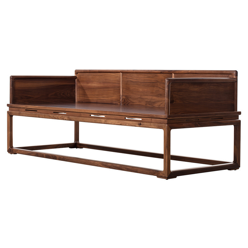 New Chinese Style Luohan Bed, Black Walnut Sofa Combination Furniture, Solid Wood, Modern Simple, Small Apartment Living Room, Zen Style