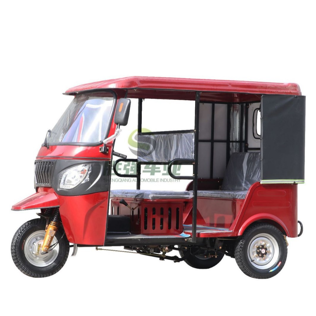 Cross-Border African Tuktuk Fuel-Powered Tricycle with Double Row for Passenger Transport Electric Fuel Tricycle