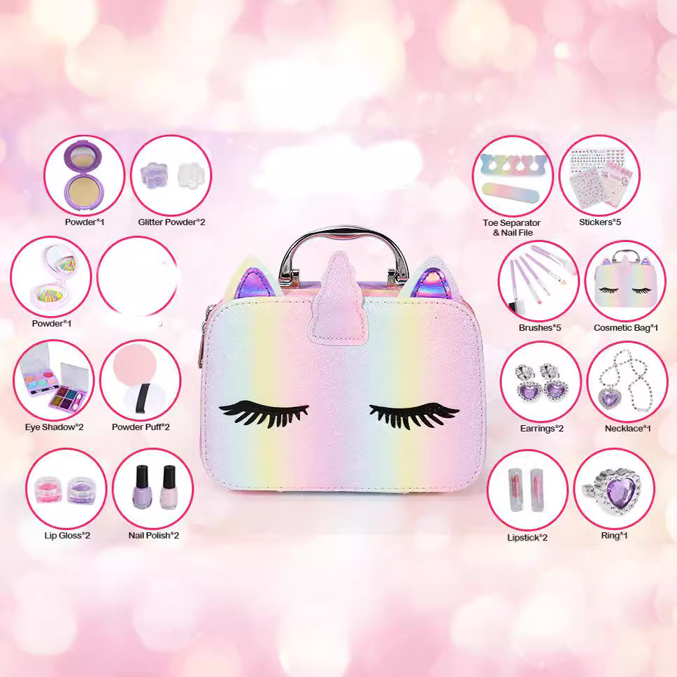 Amazon Children's Makeup Toys Play House Unicorn Sold Makeup Dressing Cosmetics Toys Eyeshadow Lipstick Set