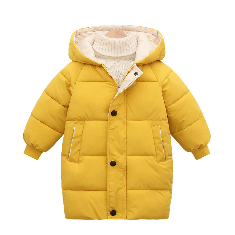 Amazon's New Kidsren's down Cotton Outwear Boys' Mid-Length Girls' Winter Clothes Korean Style Cotton Outwear Baby Thickeneded Clothes