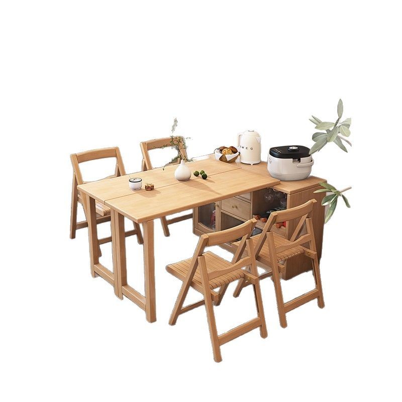 Nordic Solid Wood Dining Table and Chair Sideboard Cabinet Integrated Combination Modern Simple Small Apartment Wall Folding Multifunctional Bar Counter