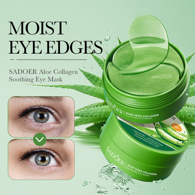 Sadoer Aloe Vera Collagen Soothing Eye Mask Hydrating and Moisturizing Dry Eye Eye Mask Foreign Trade Wholesale