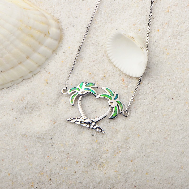 Opal New Hawaiian Ocean Coconut Tree Anklet Opal Anklet Fashion Colorful Jewelry Wholesale Inlaid with Opal