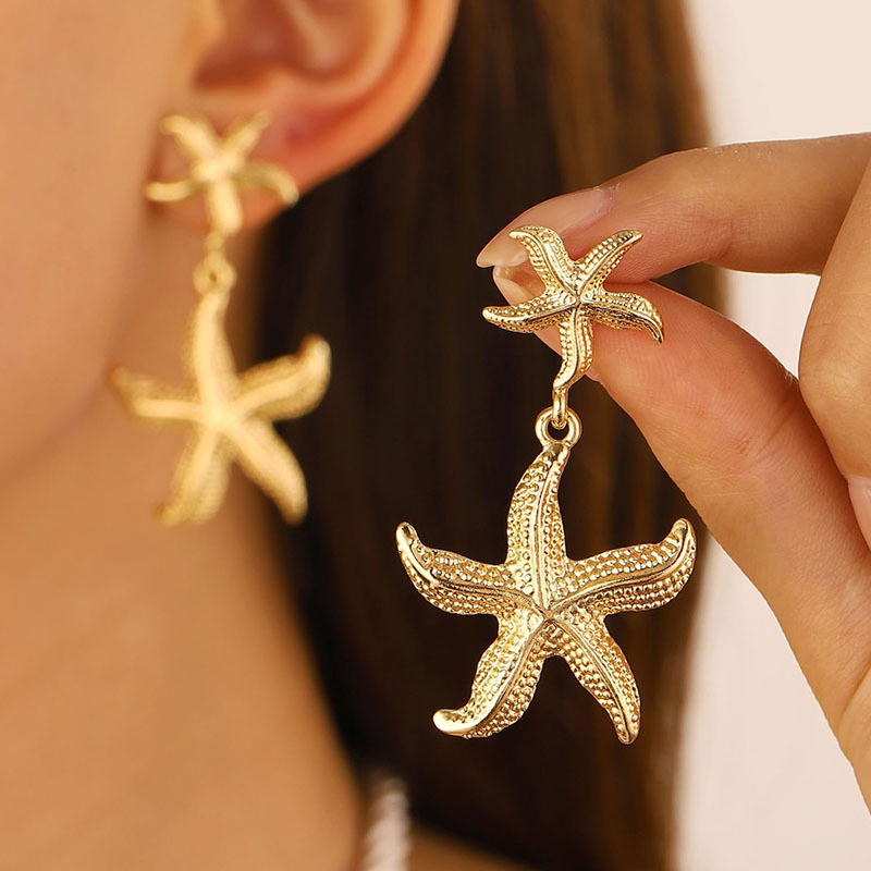 European and American Cross-Border Retro Simple Ocean Stainless Steel Earrings Fashion Ins Elegant Starfish Accessible Luxury High-End Jewelry