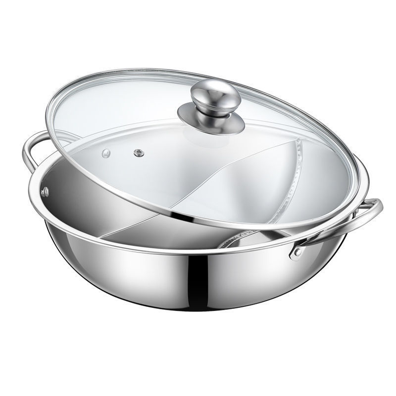 304 Stainless Steel Mandarin Duck Pot Induction Cooker Special Thickeneded Hot Pot Pot Mandarin Duck Pot Two-Flavor Pot Double-Ear Soup Pot