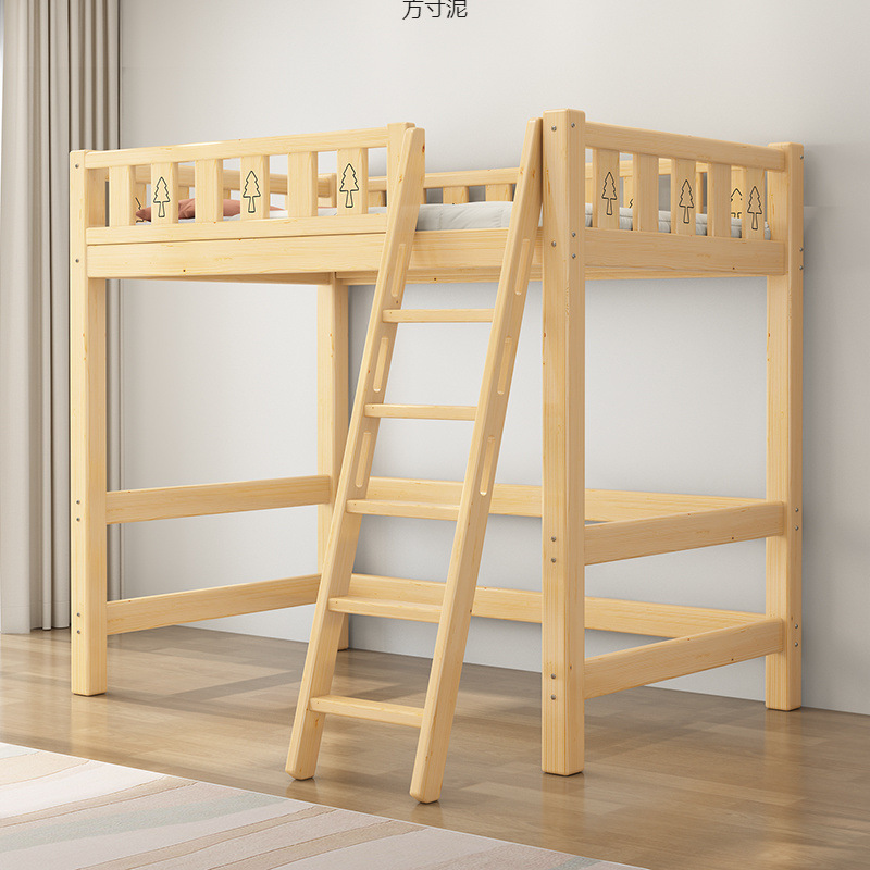 Solid Wood Loft Bed for Adults, Bunk Bed for Children, High and Low Bed with Desk, Adult Double-Layer Single Bed