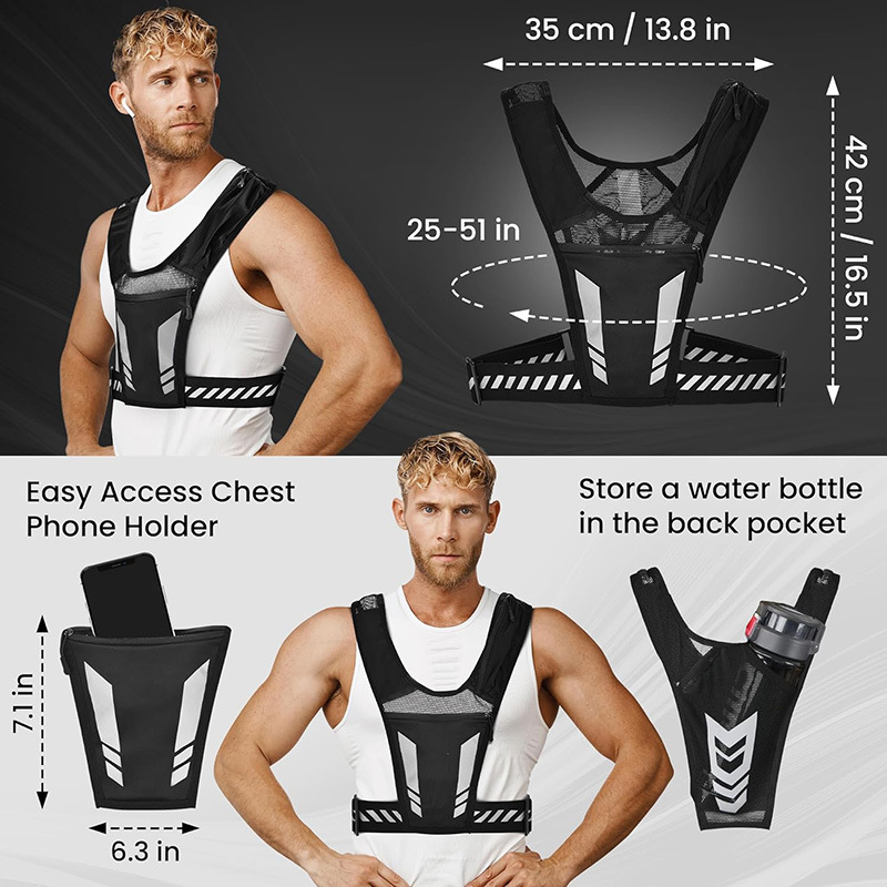 Cross-Border Sports Vest Reflective Running Breathable Chest Bag Running Cycling Mountaineering Sports Backpack Fitness Exercise Vest