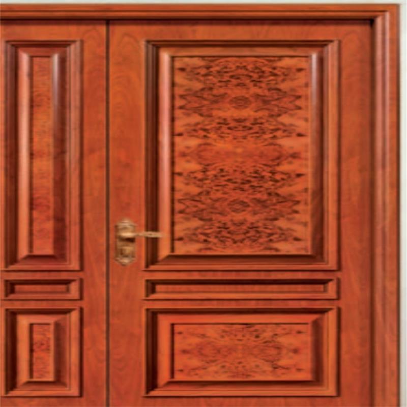 Manufacturer Supplies Entry Door Walnut Oak Plywood Carving Paint-Free Ecological Door Anti-Theft Flat Opening Sliding Solid Wood Door
