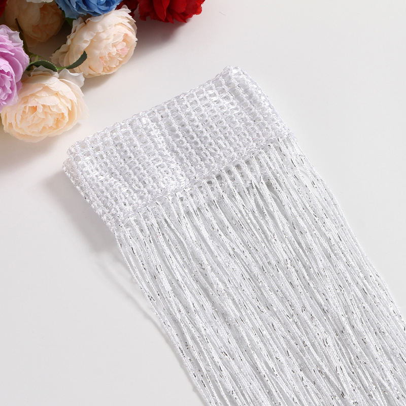 Foreign Trade Flash Silver Thread Curtain 1* 2m High Door Curtain Hanging Curtain with Silver Wire Encrypted Thread Curtain Living Room Partition Decorative Tassels