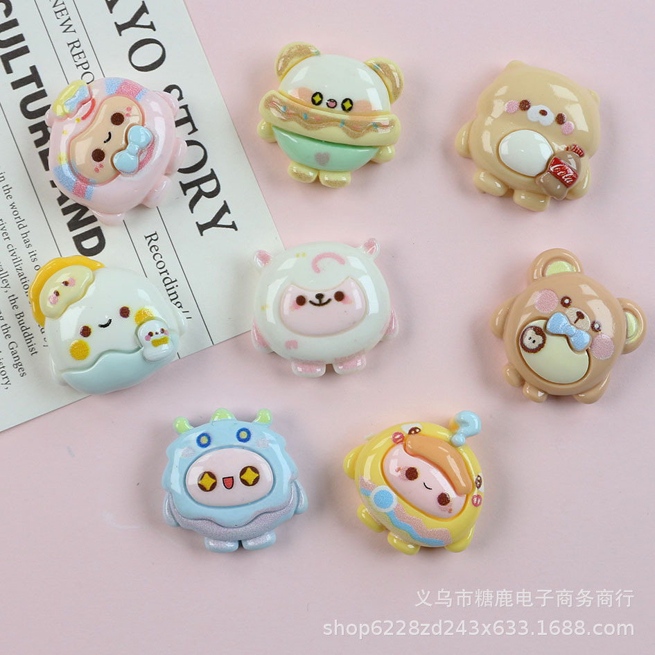Cartoon glossy egg Baby series resin accessories cream glue diy mobile phone case hairpin pendant material wholesale