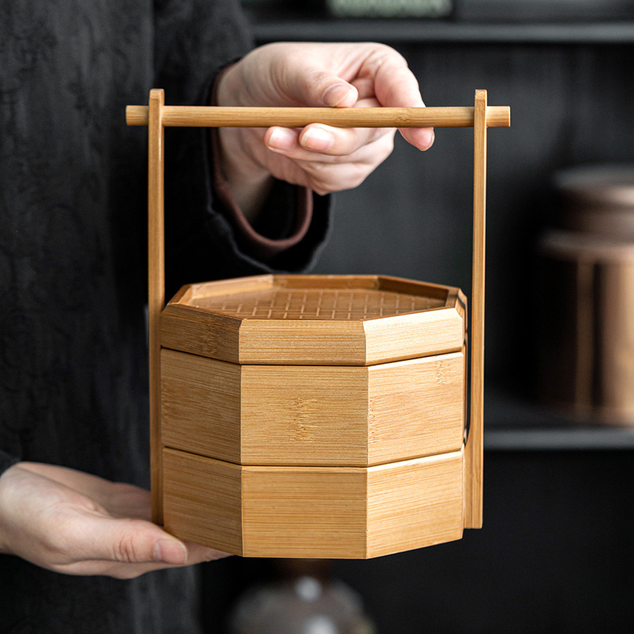 New Chinoiserie Mid-Autumn Festival Mooncake Gift Box Satchel Snack Pastry Food Box Holiday Gift Tea Octagonal Basket Box