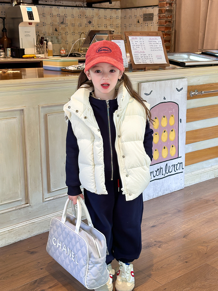 [Clearance Item] Boys and Girls Baby Casual Korean Style Fashionable New National Standard 90% down Stand Collar down Vest