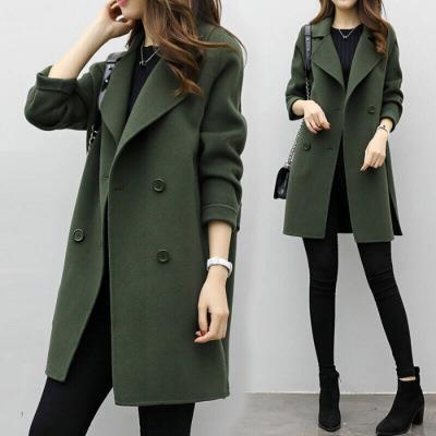 Foreign trade explosion 2024 autumn and winter new coat woolen coat women's long cocoon double-breasted woolen loose slim