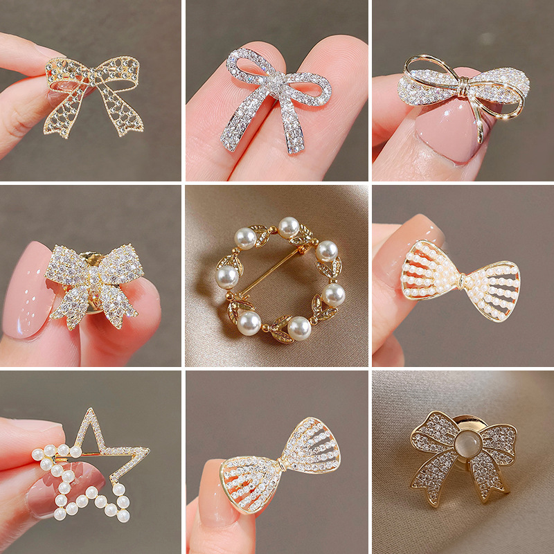Small Brooch, Bow, Anti-Exposure Brooch, High-End Chest, Seam-Free Shirt, Anti-Exposure Button, Versatile Pin Wholesale