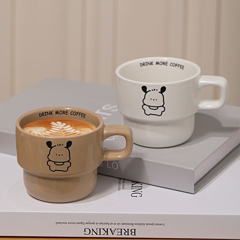 Cartoon Puppy Mug Three-color Stacking Cup Simple Ceramic Water Cup ins Style Coffee Cup
