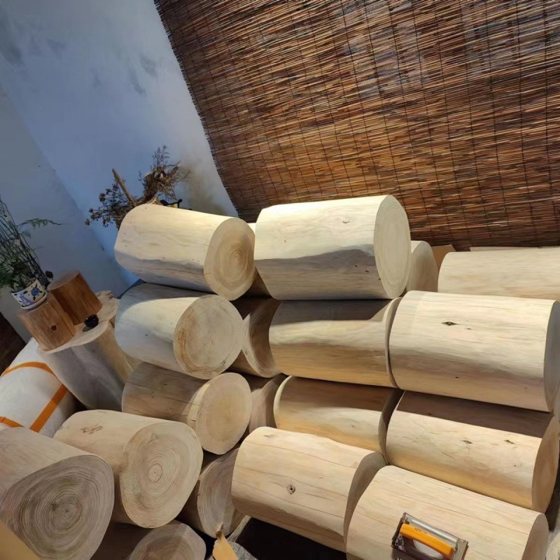 Wooden Stump Stool Large Tree Stump Solid Wood Tree Stump Log Coffee Table Stool Wooden Seat Stool Ornament Round Stool Base