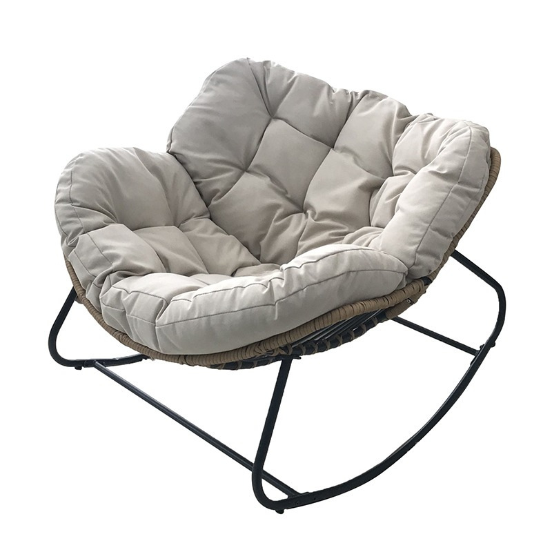 Rattan-weaving Bird's Nest Rocking Chair Sitting and Reclining Lazy Rocking Chair Balcony Home Leisure Rattan Chair Iron Double Rocking Chair