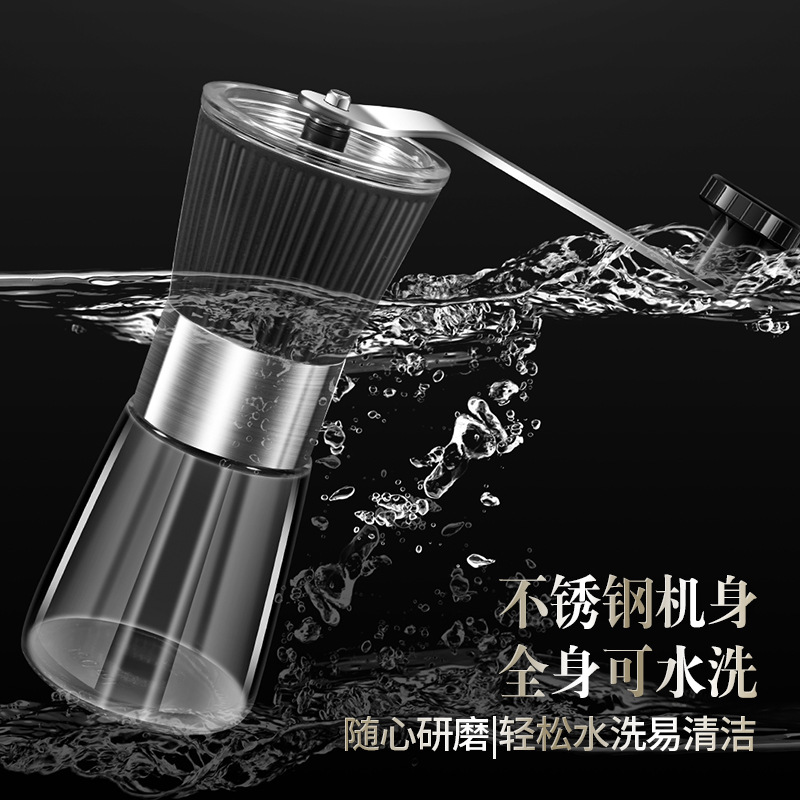 Cross-border 304 stainless steel hand-cranked coffee grinder household multifunctional bean grinder large capacity portable grinder